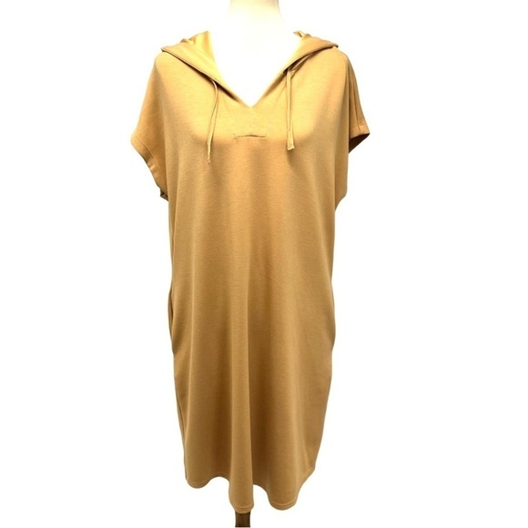 Magaschoni Dresses & Skirts - Magaschoni Pale Gold Modal Blend Hooded Sweatshirt Dress Women’s Large